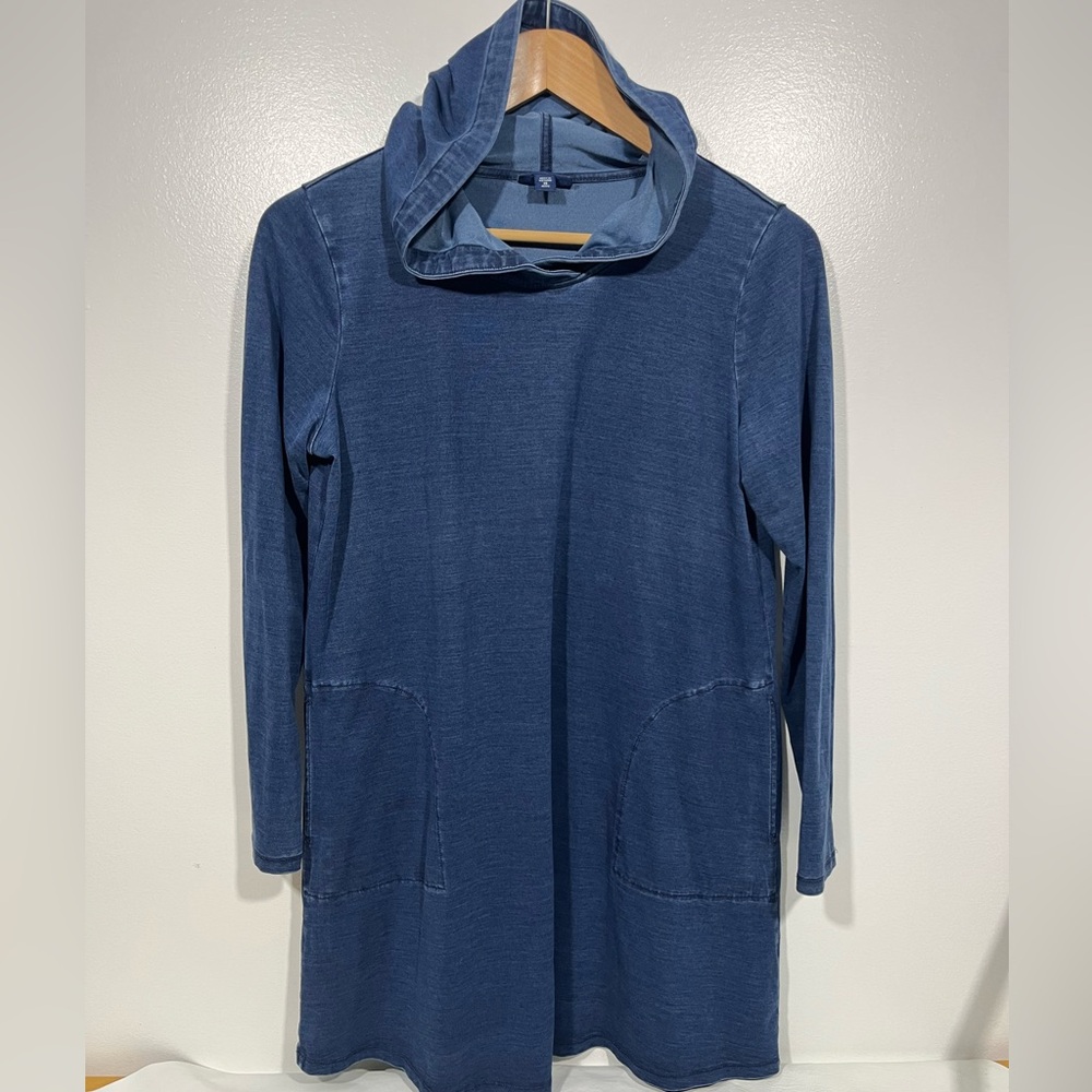 J.Jill Blue Long Sleeve Hooded Tunic